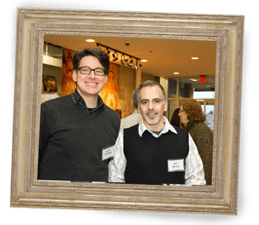 Jerry McGinn and Joe Renda, owner of the Tile By Design Danvers, MA tile showroom